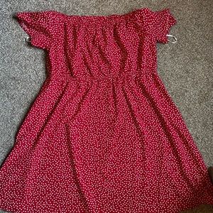 Heart Print Off The Shoulder Dress